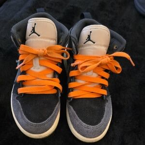 Jordan Kids Black and Orange High-Top Sneakers